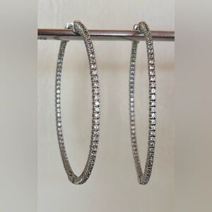 NWOT 2” Sterling Silver & Cubic Zirconia Hoop Earrings